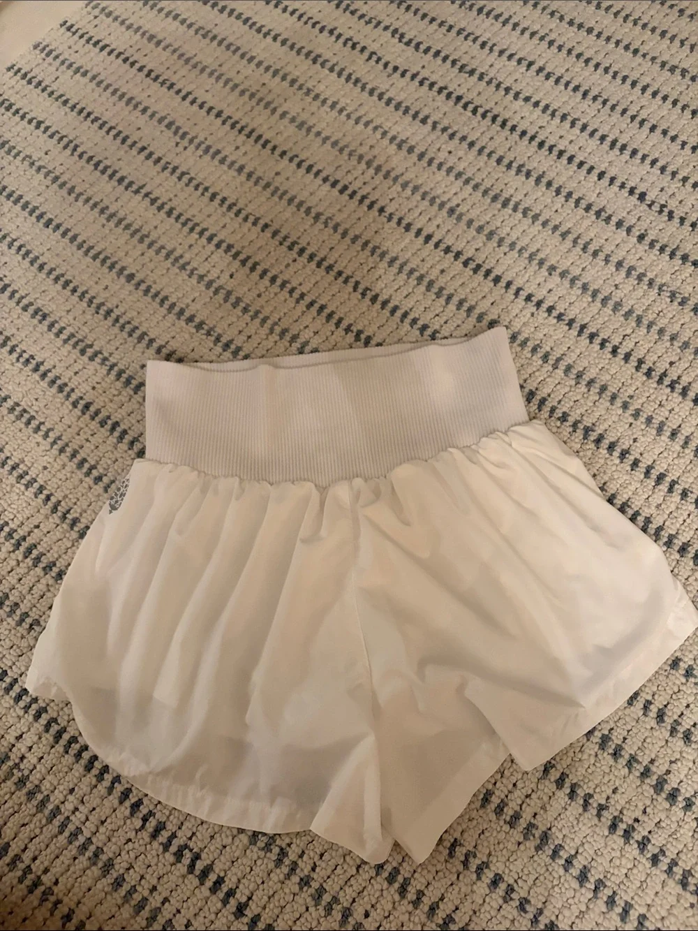 FP Movement by Free People Cream Ruffle Skort with Ribbed Waistband